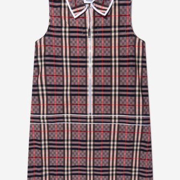 Burb Pink Dress BURBERRY KIDS Girls Cotton Check Sleeveless Dress in Pink - Picture 1 of 5